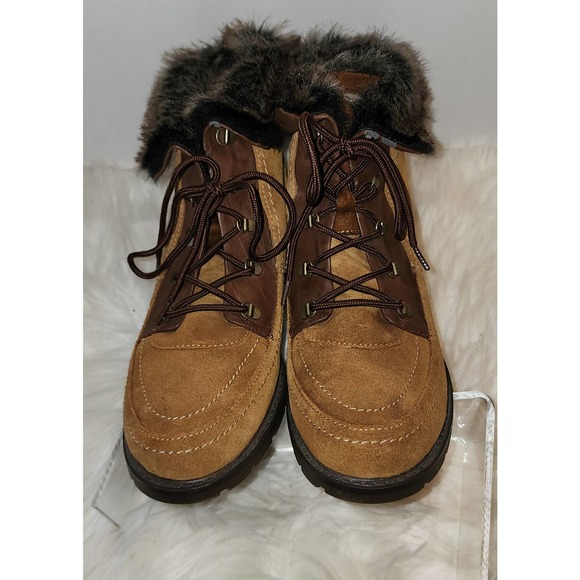 Sporto Holly Suede Winter Ankle Boots Chestnut Brown Faux - Picture 5 of 8